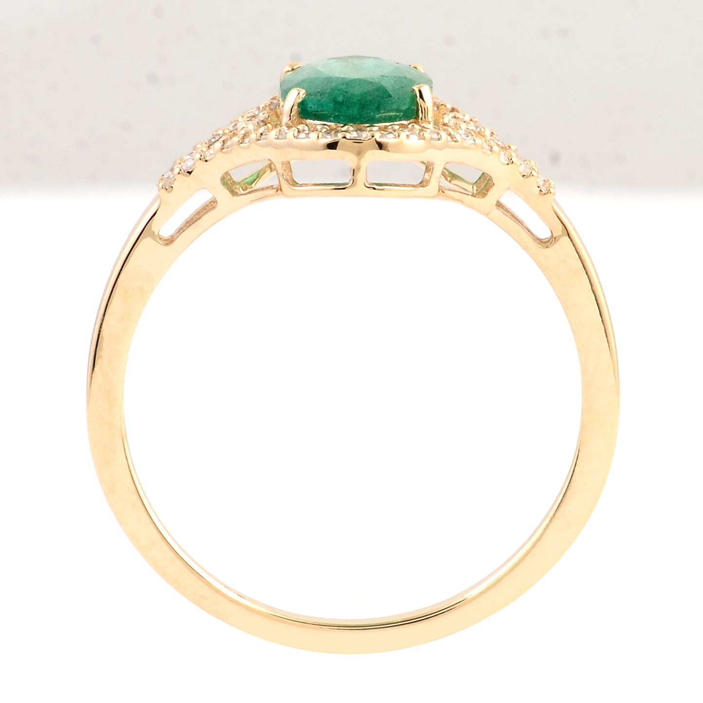 1.15 Ct Oval Mixed Cut Natural Beryl Emerald 14K Gold Ring