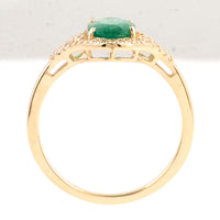 1.15 Ct Oval Mixed Cut Natural Beryl Emerald 14K Gold Ring