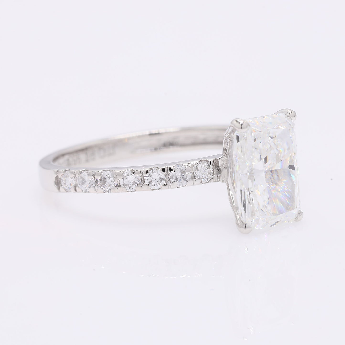2.19 Ct Cut Cornere Rectangular Modifie Brilliant Lab Grown Diamond 950 Platinum Ring