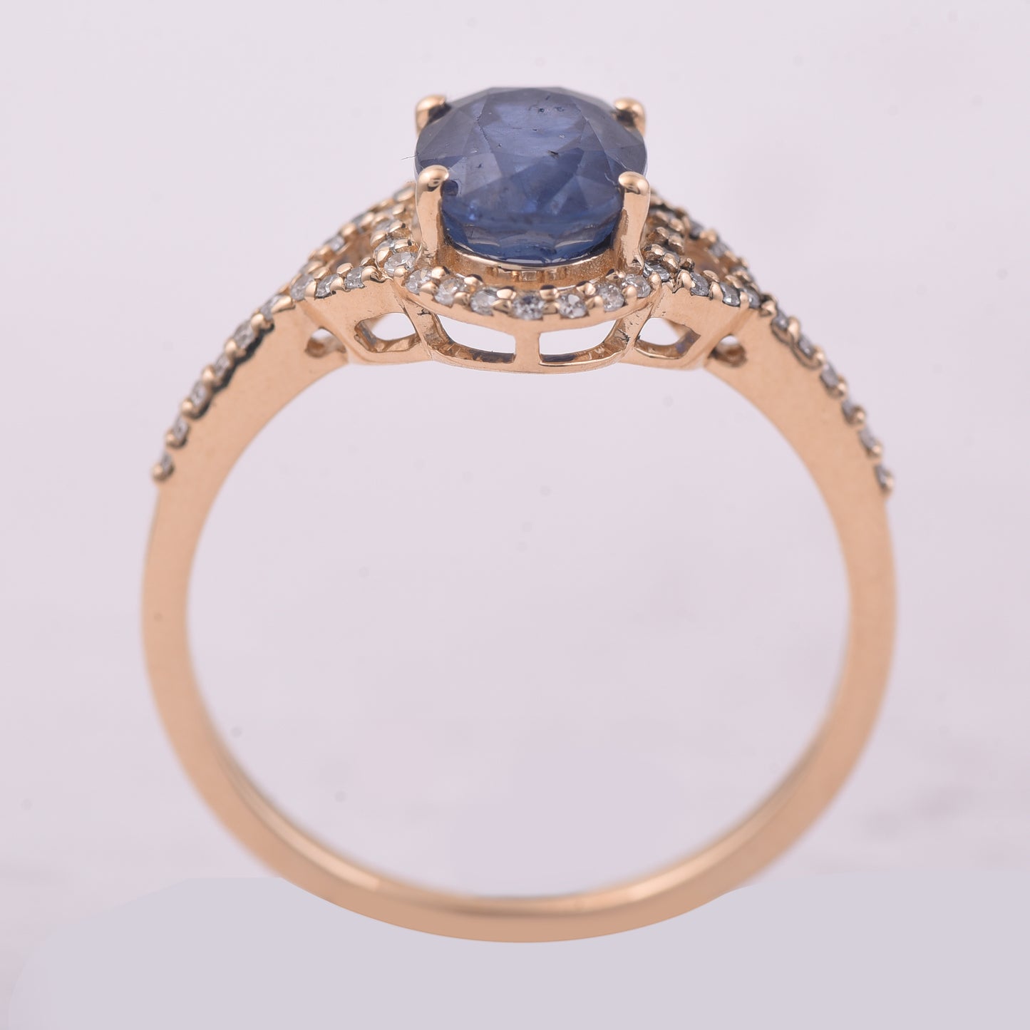 2.03 Ct Oval Mixed Cut Natural Sapphire 14K Gold Ring