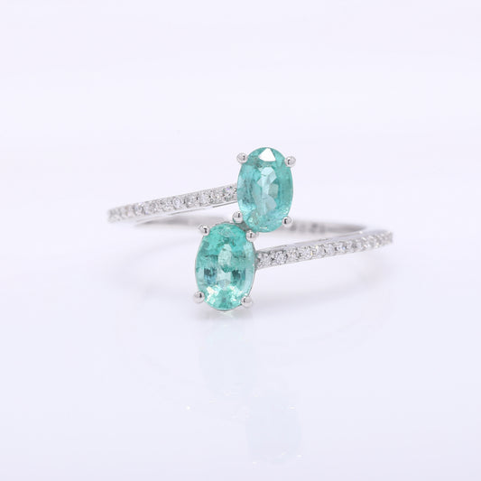 1.09 Ct Oval Mixed Cut Natural Emerald 950 Platinum Ring