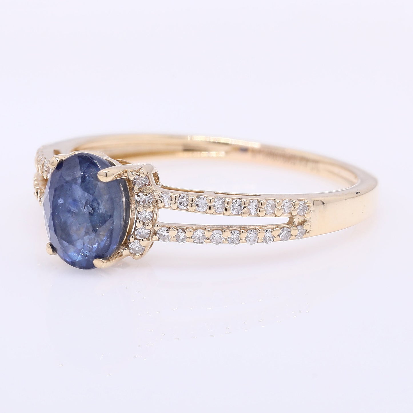 1.44 Ct Oval Mixed Cut Natural Sapphire 14K Gold Ring