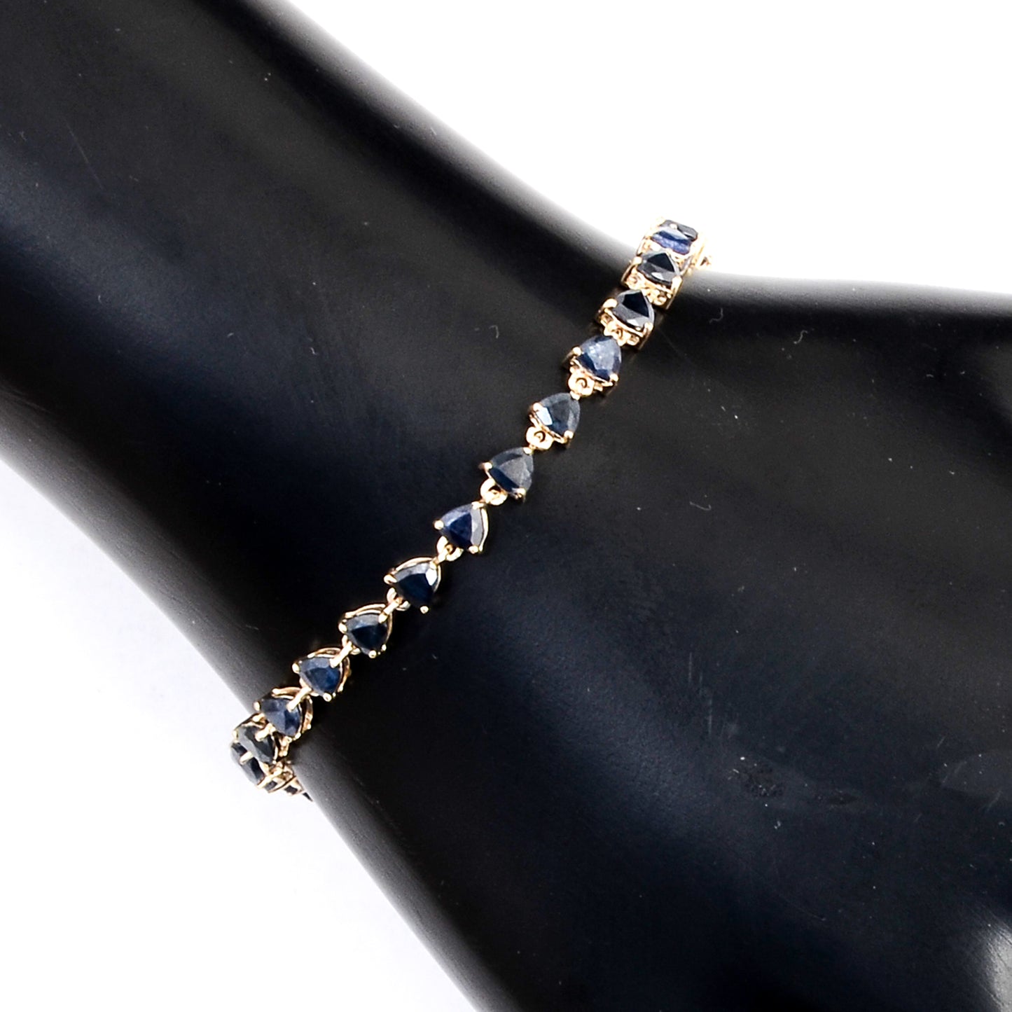 4.90 Ct Trillion Sapphire 14K Gold Bracelet
