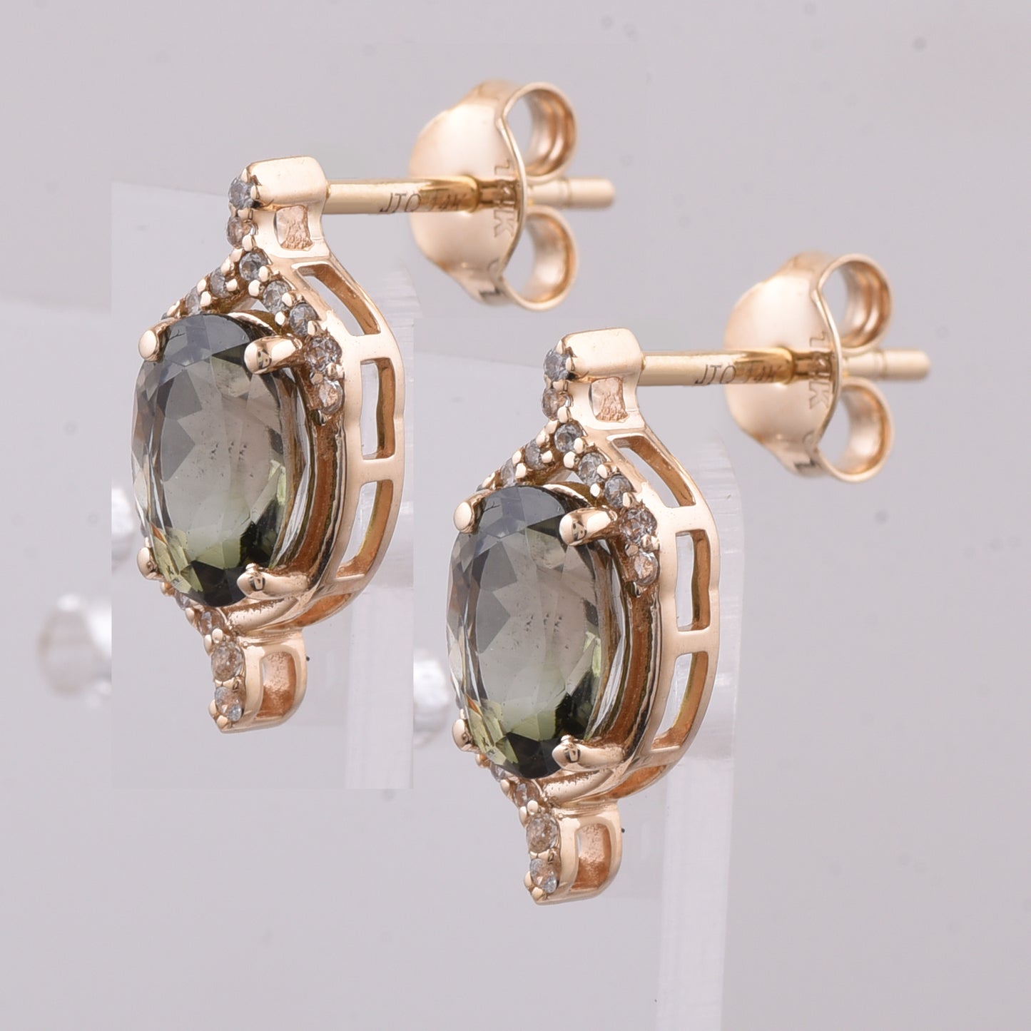 1.88 Ct Oval Natural Tourmaline 14K Gold Earrings