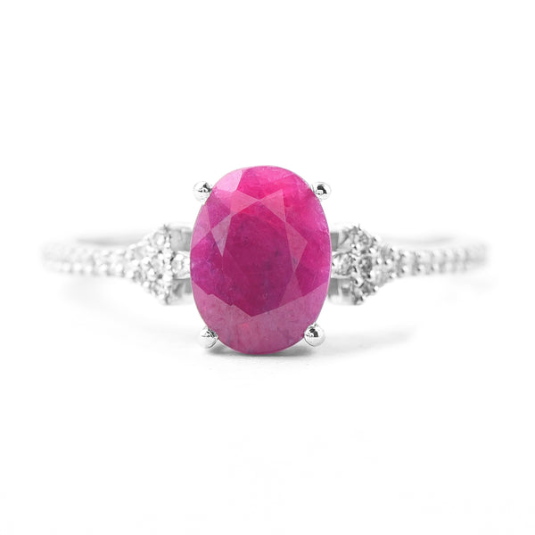 1.88 Ct Oval Mixed Cut Natural Ruby 950 Platinum Ring