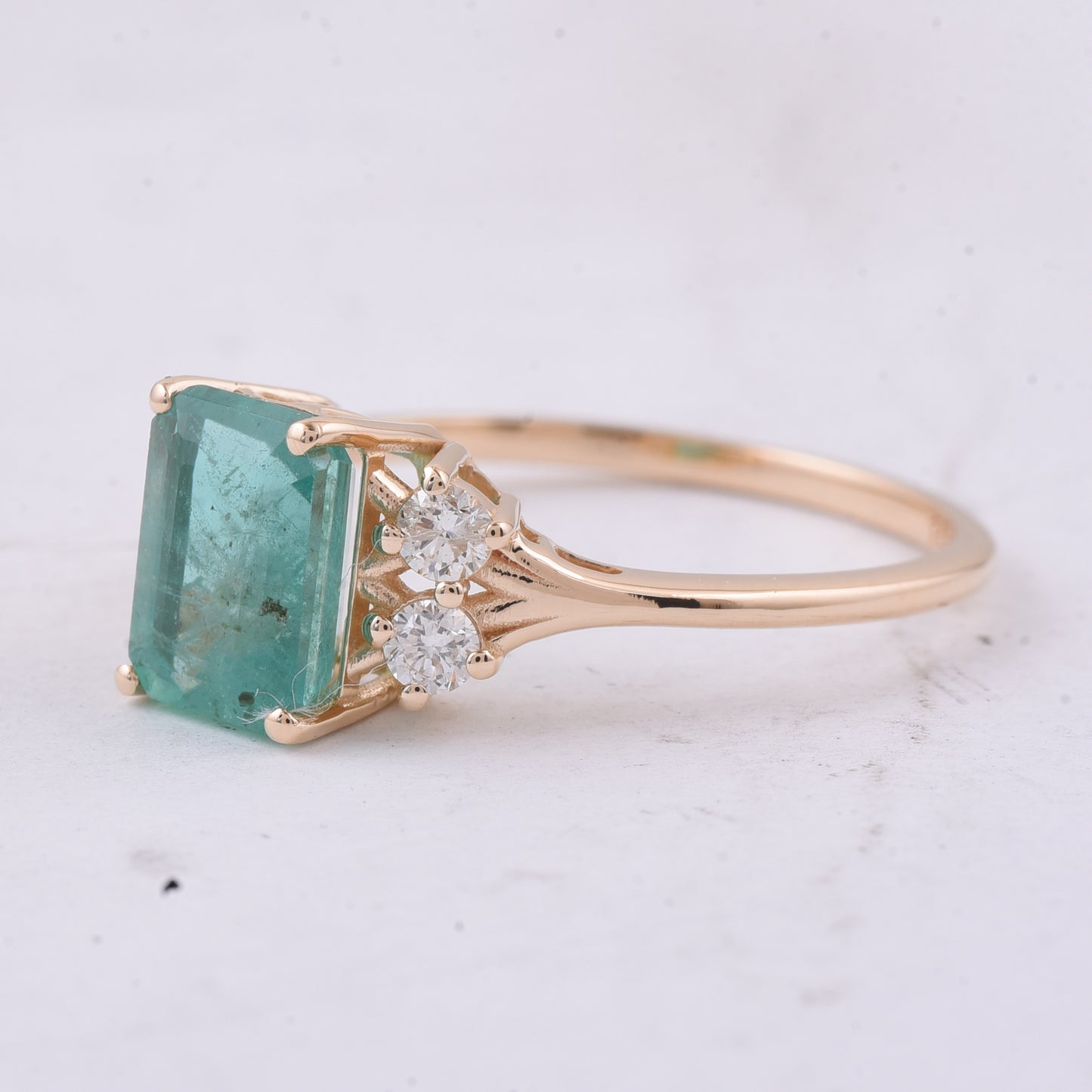1.95 Ct Octagon Step Cut Natural Emerald 14K Gold Ring