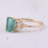 1.95 Ct Octagon Step Cut Natural Emerald 14K Gold Ring