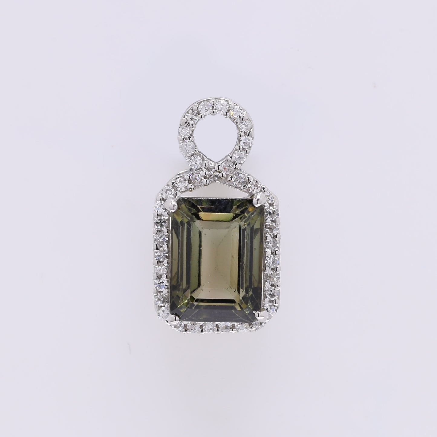 2.22 Ct Octagon Step Cut Natural Green Tourmaline 950 Platinum Pendant
