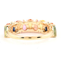 3.16 Ct Pear Mixed Cut Natural Corundum Multi Sapphire 14K Gold Ring