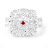 0.63 Ct Round Garnet, Cubic Zirconia 925 Sterling Silver Ring