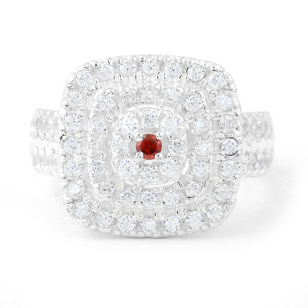 0.63 Ct Round Garnet, Cubic Zirconia 925 Sterling Silver Ring