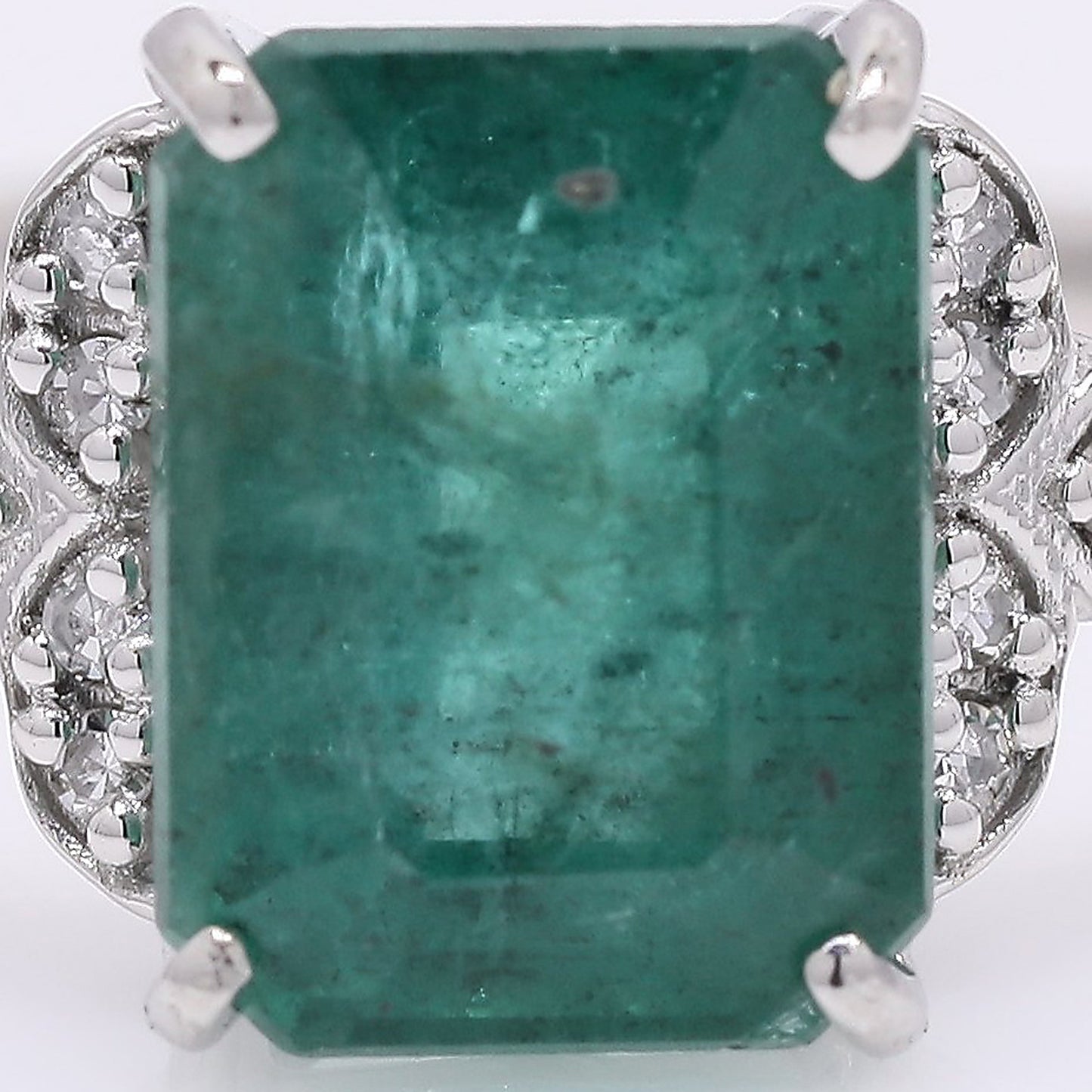 1.92 Ct Octagon Step Cut Natural Emerald 950 Platinum Ring
