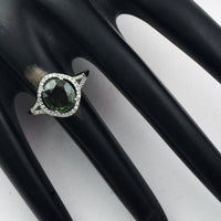 2.70 Ct Oval Mixed Cut Natural Green Sapphire 950 Platinum Ring