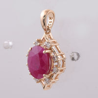 3.05 Ct Oval Natural Ruby 14K Gold Pendant