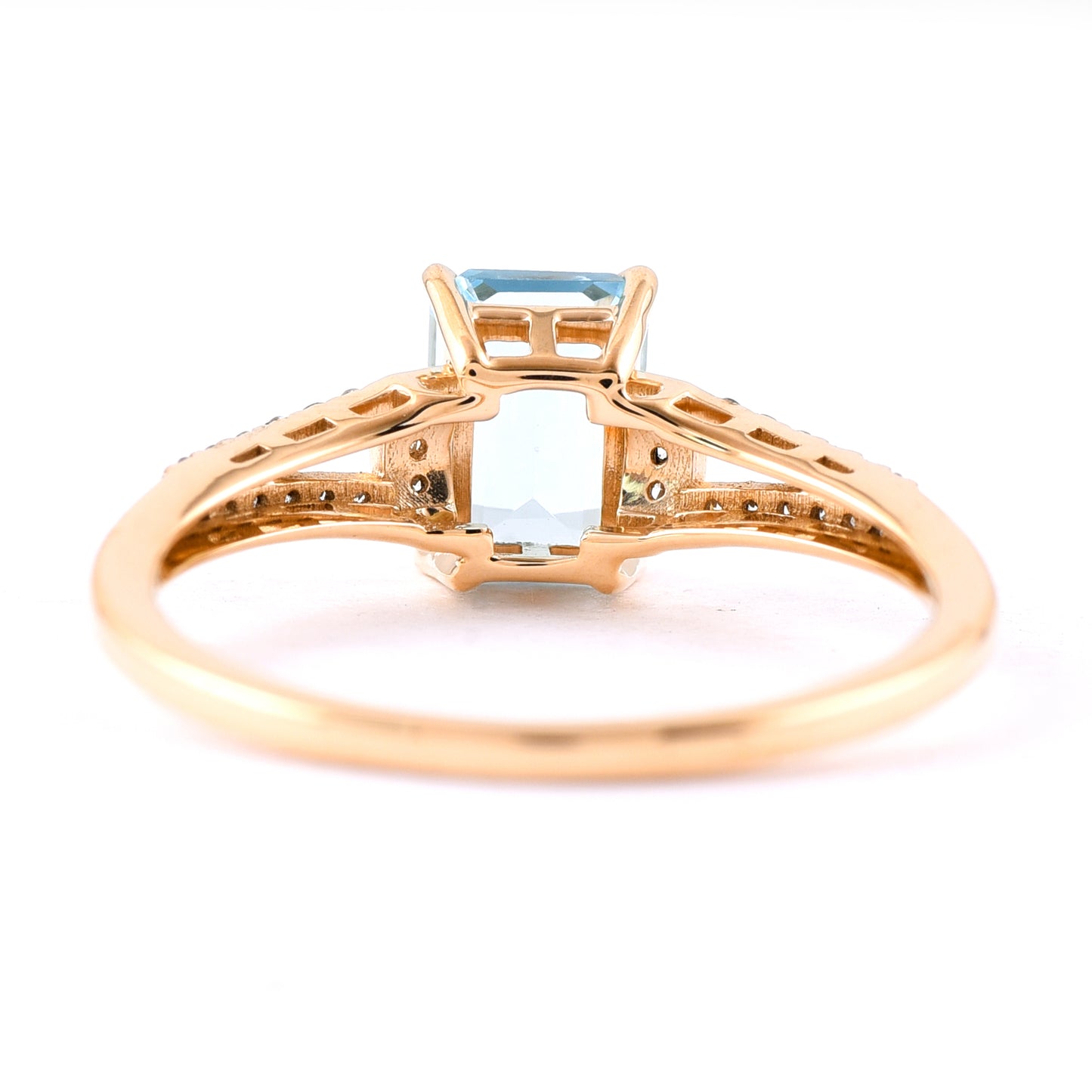 1.15 Ct Octagon Step Cut Natural Aquamarine 14K Gold Ring