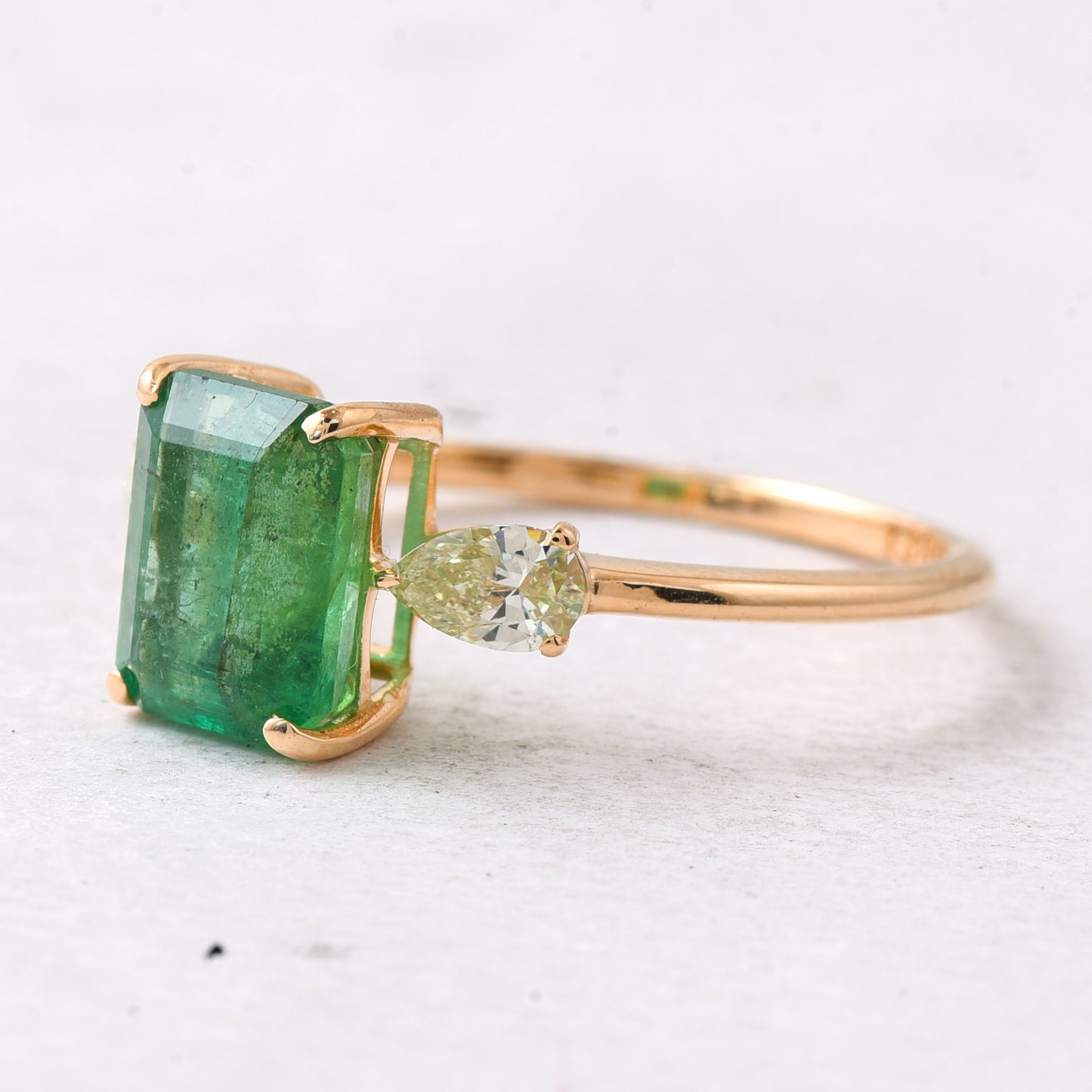 2.48 Ct Octagon Step Cut Natural Emerald 14K Gold Ring