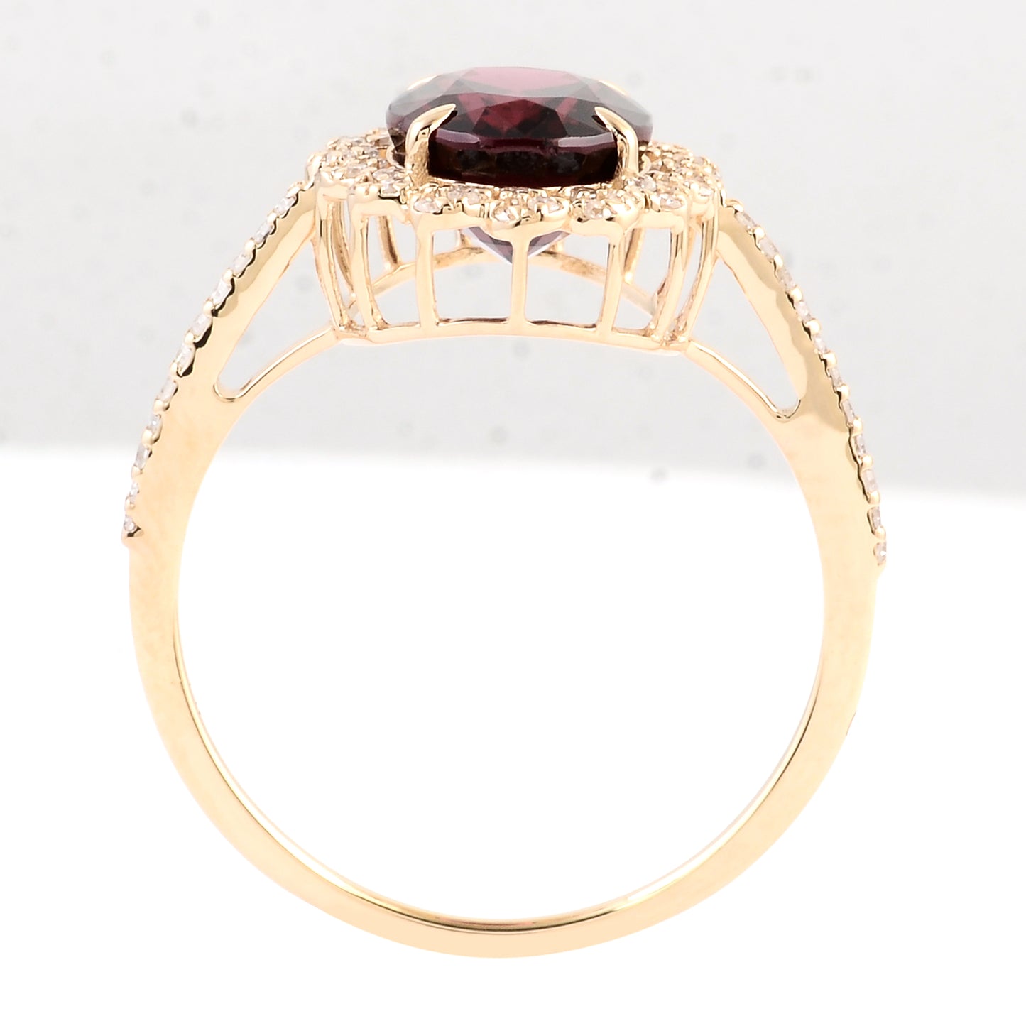 3.17 Ct Oval Mixed Cut Natural Pyrope Almandite Garnet 14K Gold Ring