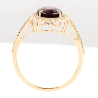 3.17 Ct Oval Mixed Cut Natural Pyrope Almandite Garnet 14K Gold Ring