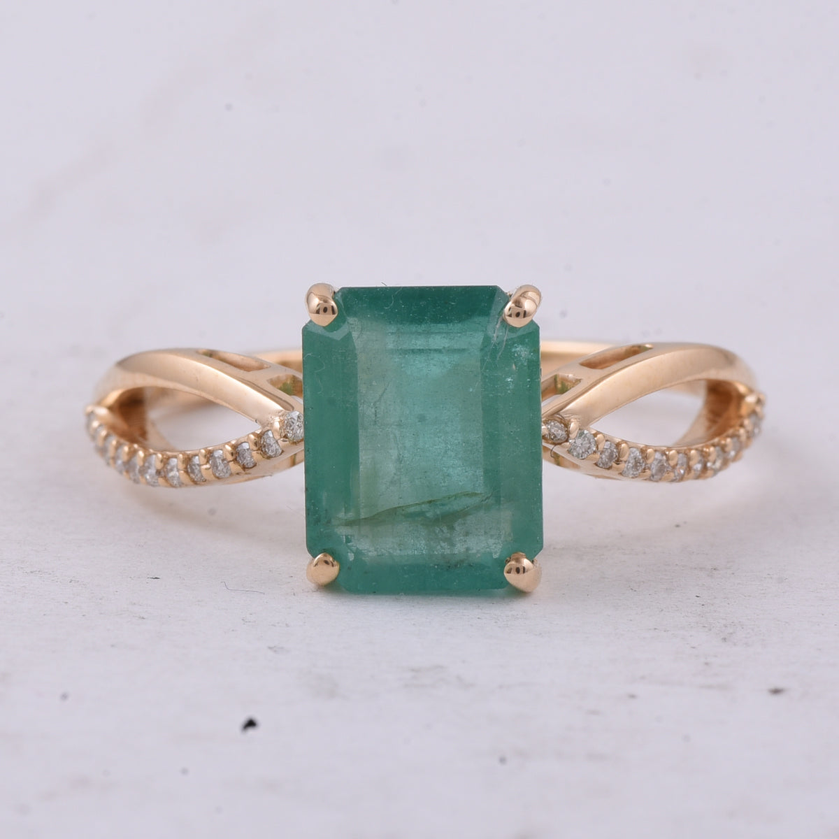 2.63 Ct Octagon Step Cut Natural Emerald 14K Gold Ring