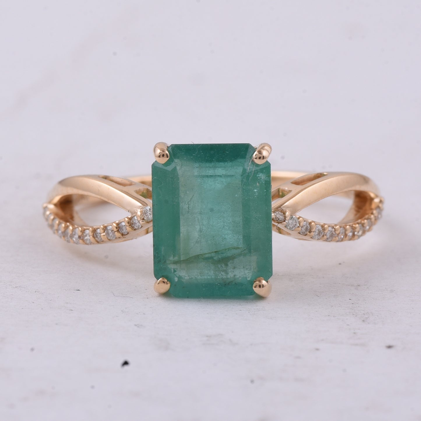 2.63 Ct Octagon Step Cut Natural Emerald 14K Gold Ring