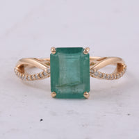 2.63 Ct Octagon Step Cut Natural Emerald 14K Gold Ring