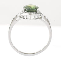 2.66 Ct Oval Mixed Cut Natural Green Sapphire 950 Platinum Ring