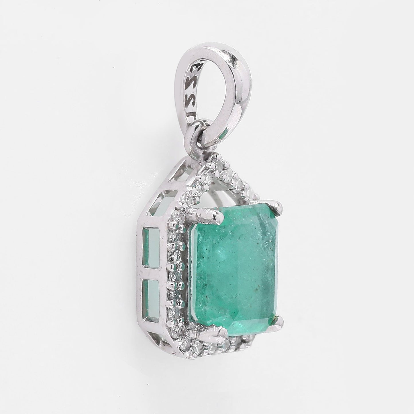 1.49 Ct Octagon Step Cut Natural Emerald 950 Platinum Pendant
