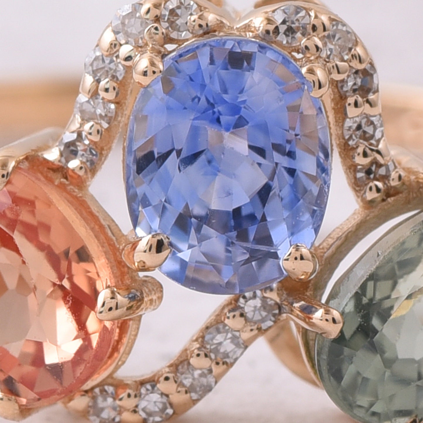 2.10 Ct Oval Natural Multi-Coloured Sapphire 14K Gold Ring