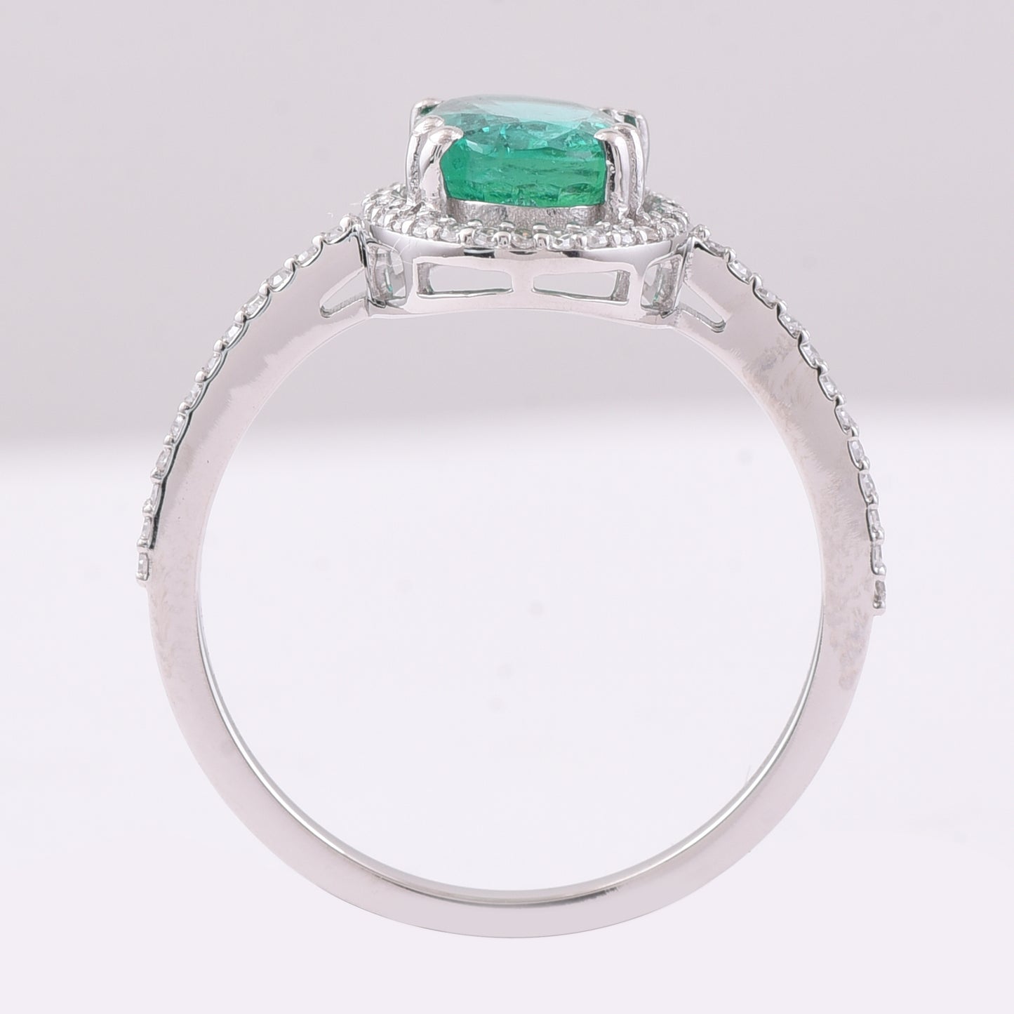 1.64 Ct Oval Mixed Cut Natural Emerald 950 Platinum Ring