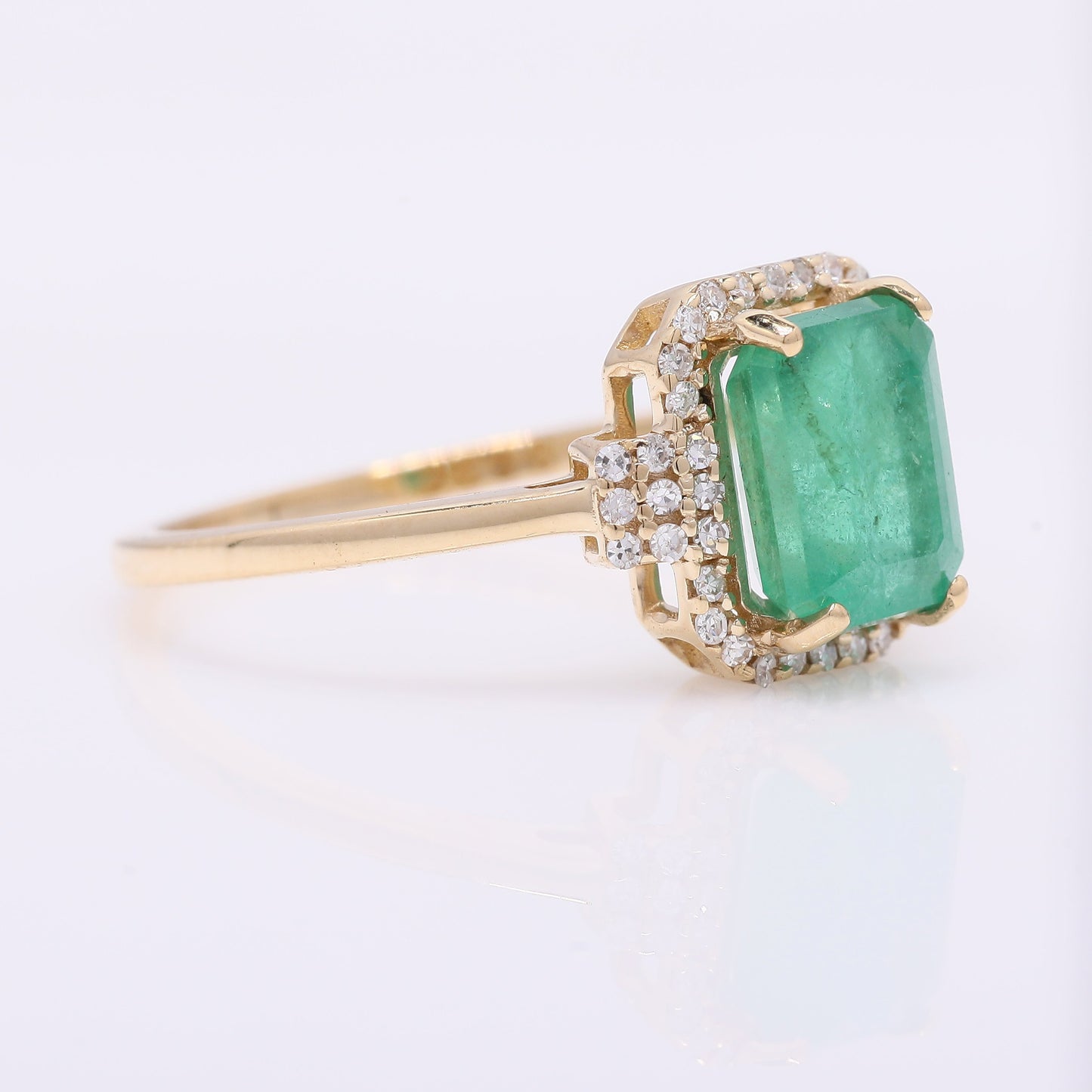 1.80 Ct Octagon Step Cut Natural Emerald 14K Gold Ring
