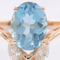 1.14 Ct Oval Natural Aquamarine 14K Gold Ring