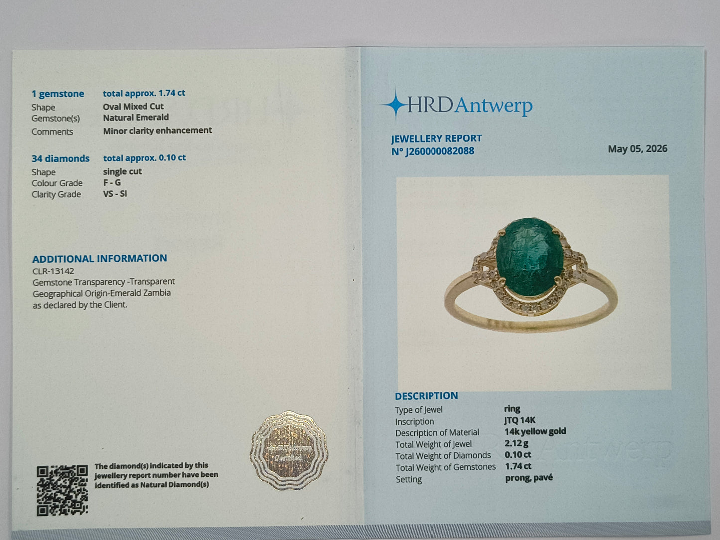 1.84 Ct Oval Mixed Cut Natural Emerald 14K Gold Ring
