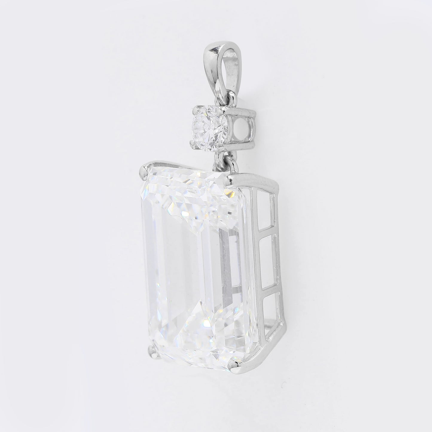15.91 Ct Emerald Cut Lab Grown Diamond 950 Platinum Pendant