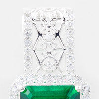 7.99 Ct Octagon Green Topaz, Cubic Zirconia 925 Sterling Silver Pendant