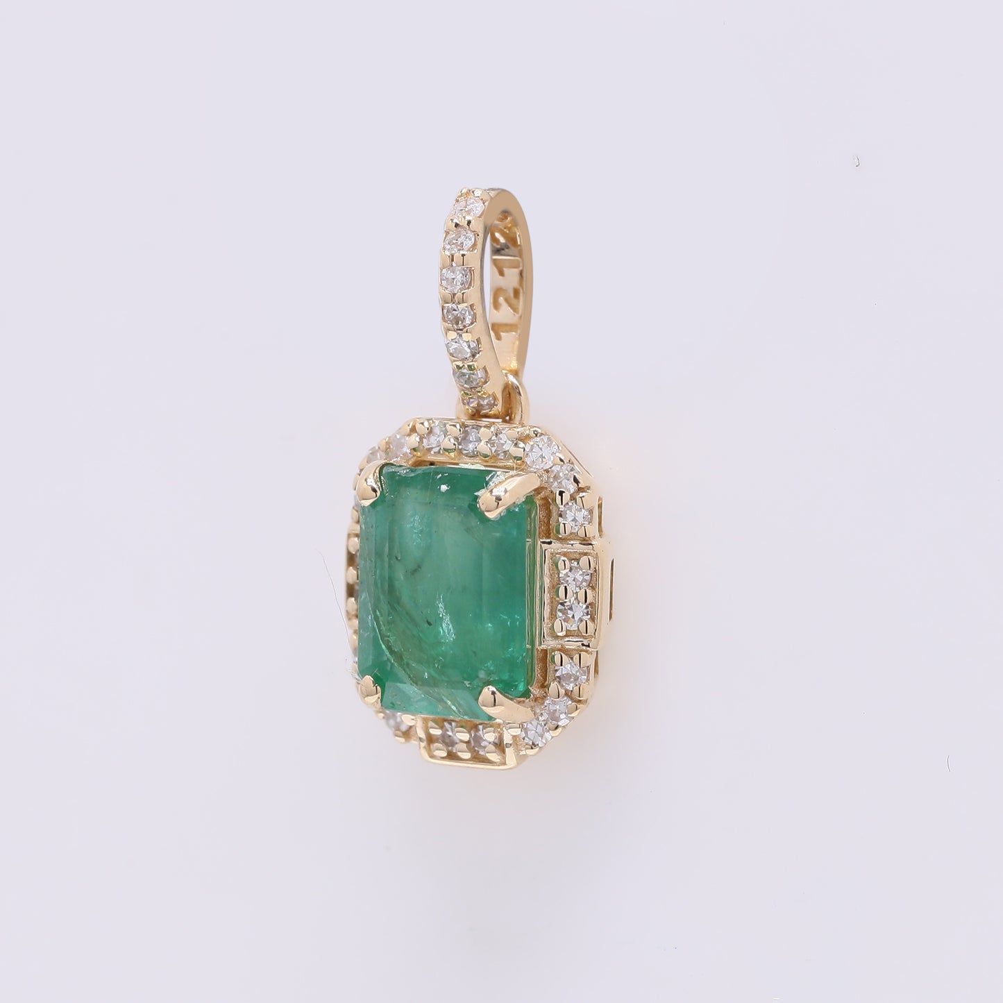 1.09 Ct Octagon Step Cut Natural Emerald 14K Gold Pendant