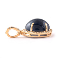 5.44 Ct Oval Cabochon Cut Natural Sapphire 14K Gold Pendant