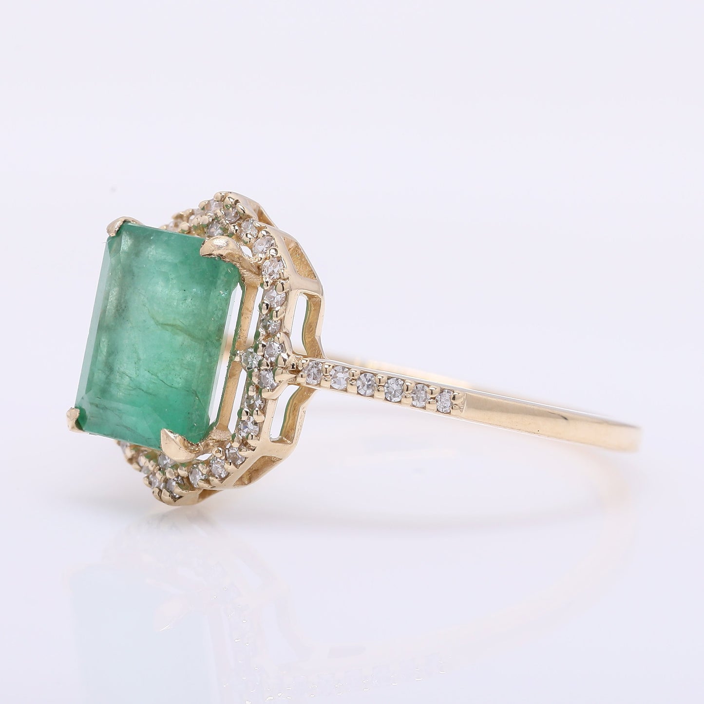 1.38 Ct Octagon Step Cut Natural Emerald 14K Gold Ring
