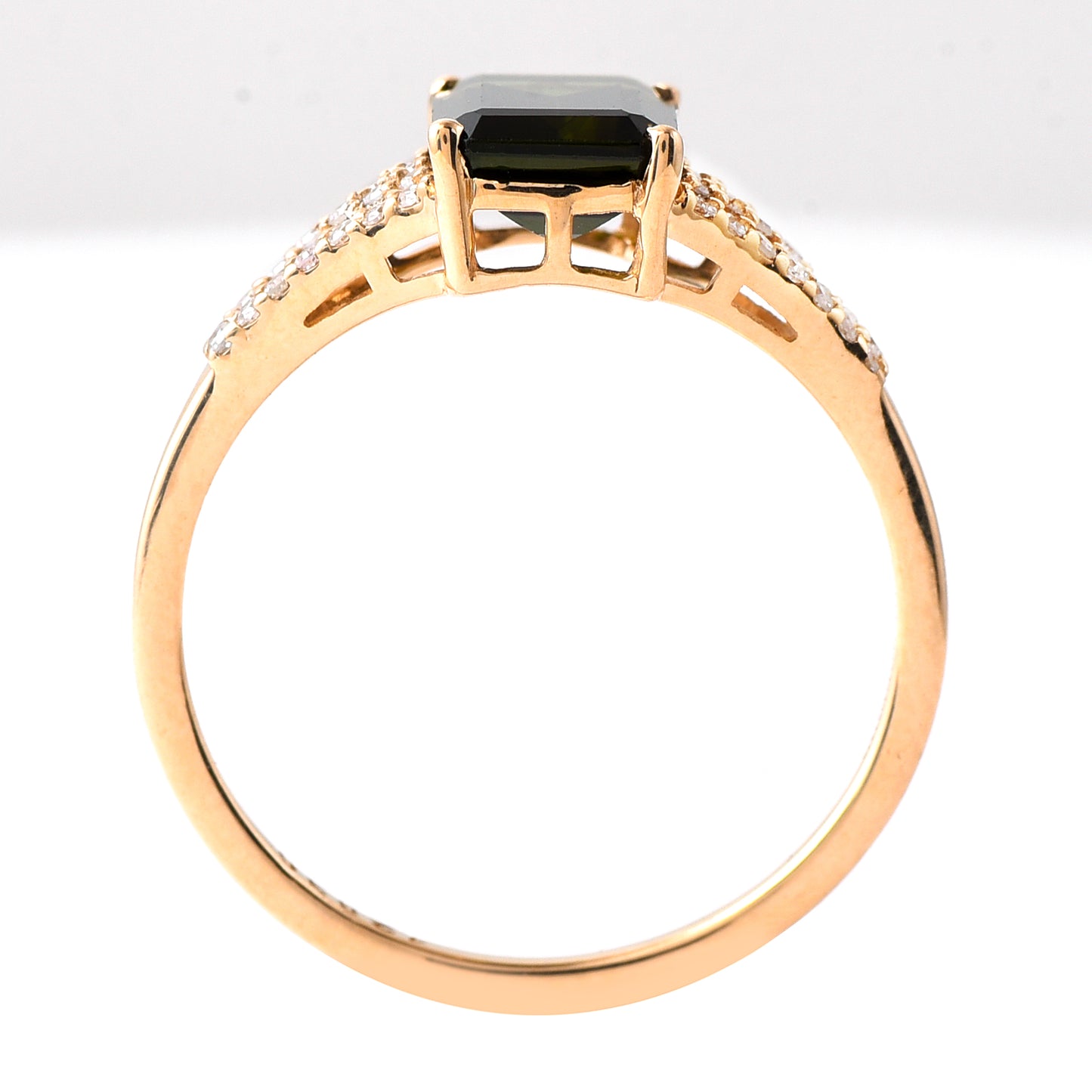 1.77 Ct Octagon Step Cut Natural Green Tourmaline 14K Gold Ring