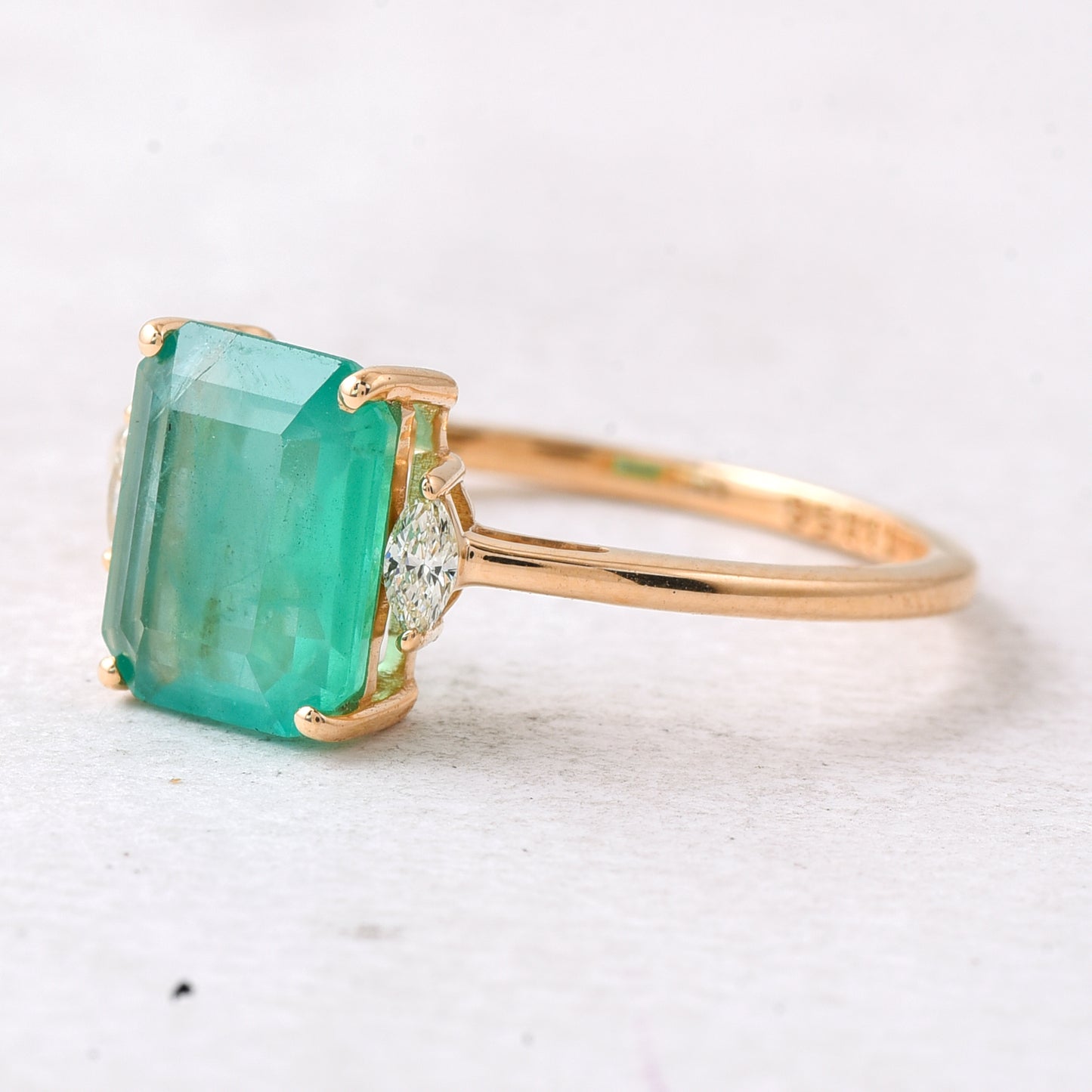 1.72 Ct Octagon Step Cut Natural Emerald 14K Gold Ring