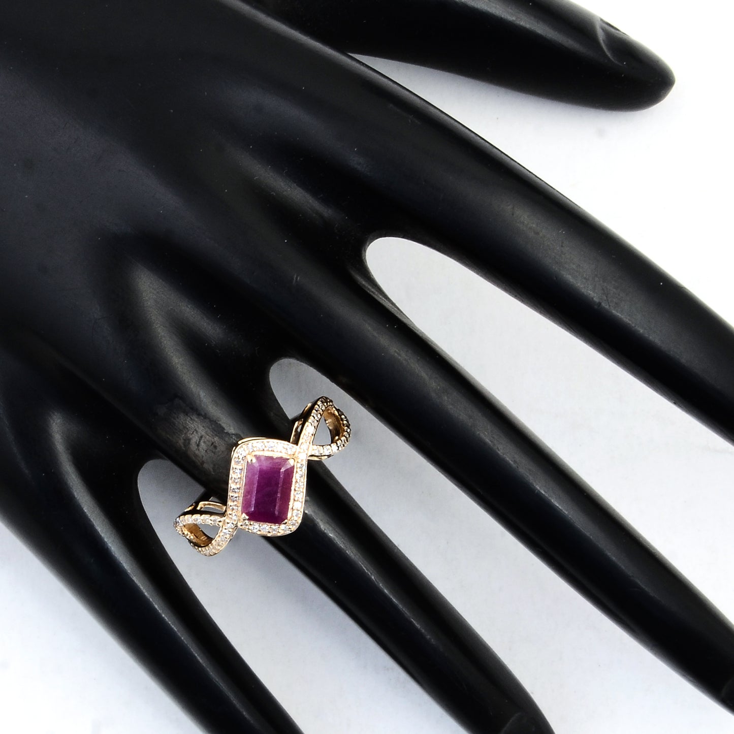 1.23 Ct Emerald Cut Natural Corundum Ruby 14K Gold Ring