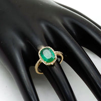 2.26 Ct Cushion Natural Emerald 14K Gold Ring