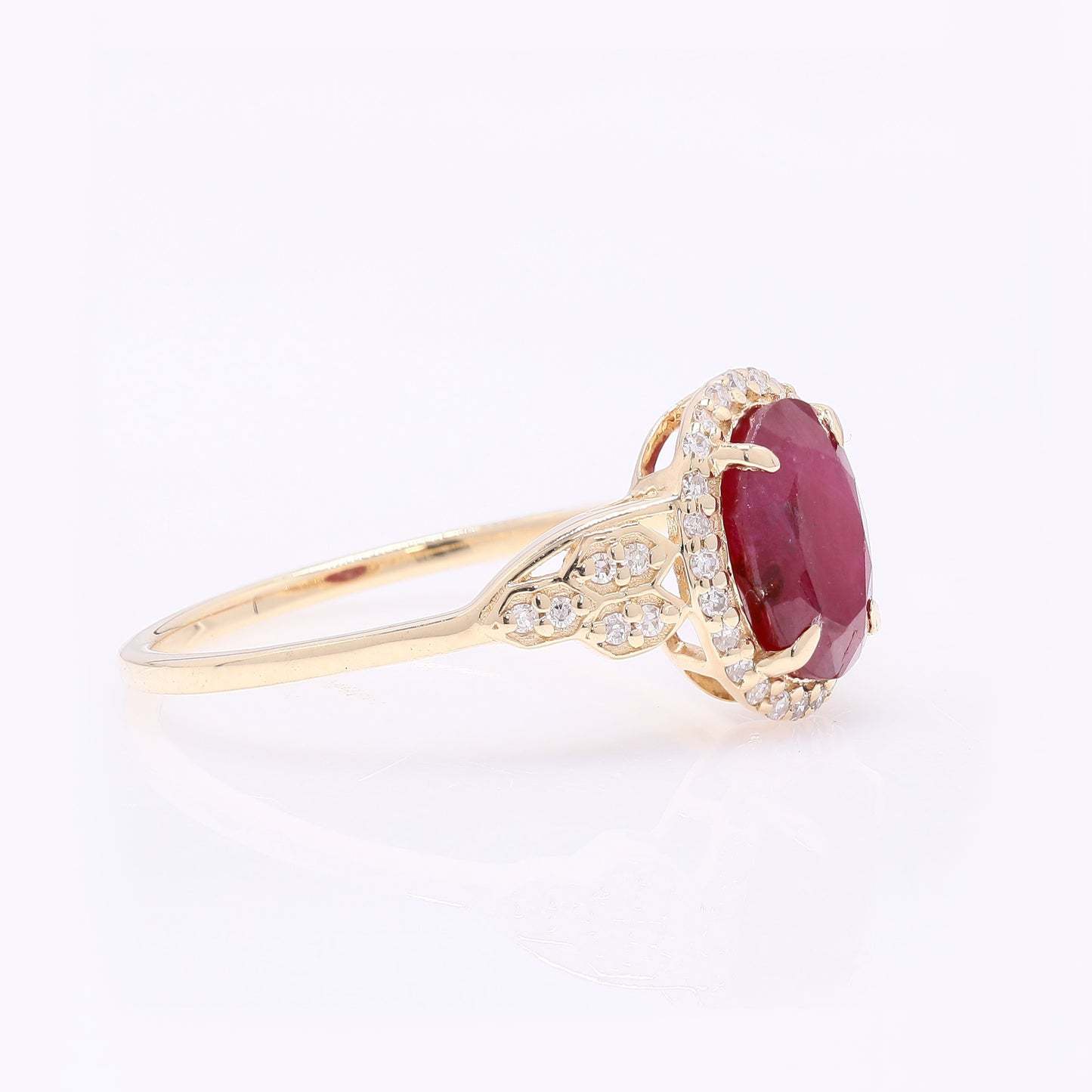 1.81 Ct Oval Mixed Cut Natural Ruby 14K Gold Ring