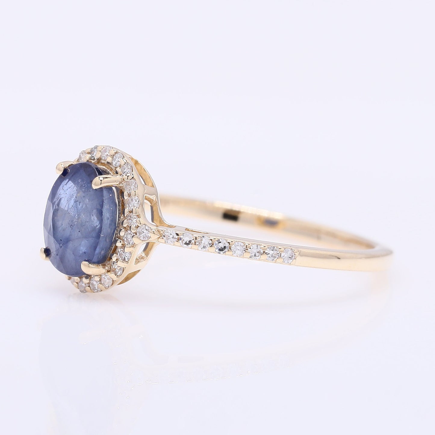 1.22 Ct Oval Mixed Cut Natural Sapphire 14K Gold Ring