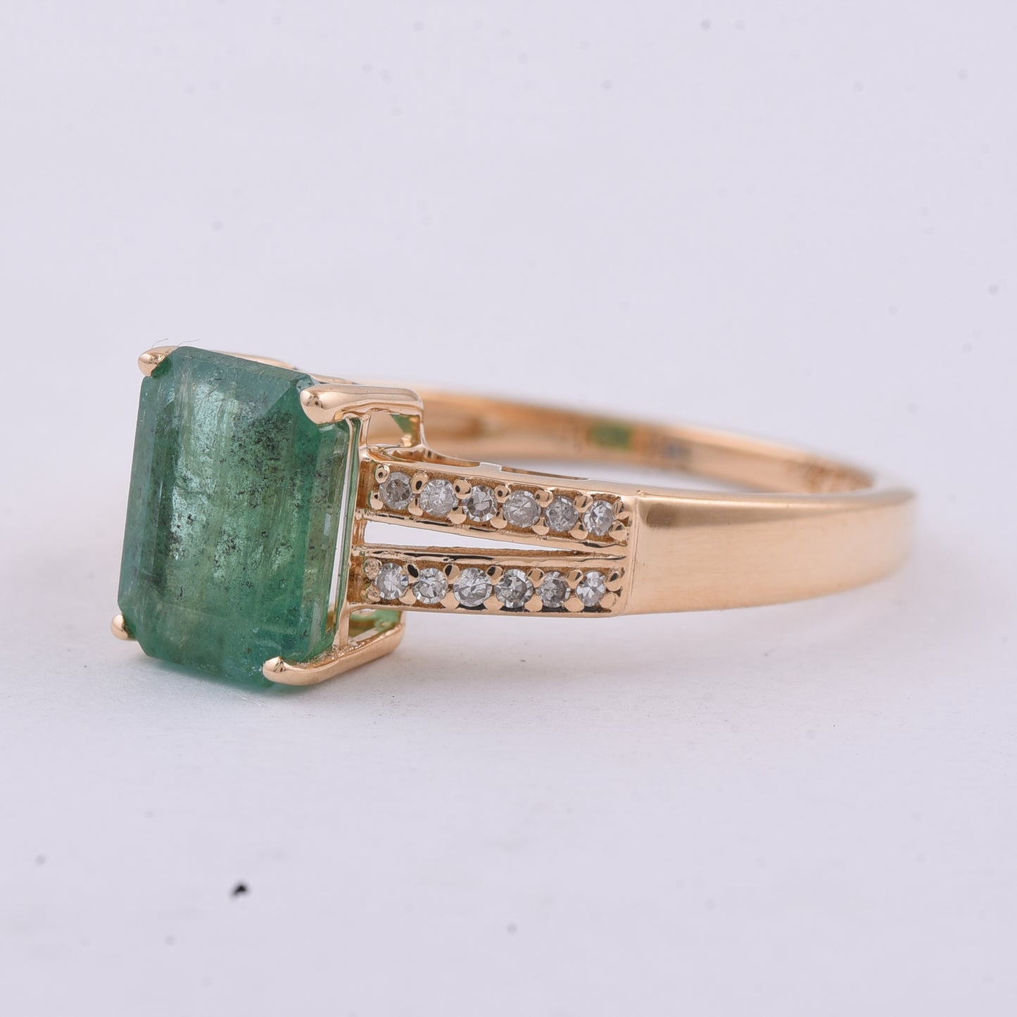 1.86 Ct Octagon Step Cut Natural Emerald 14K Gold Ring