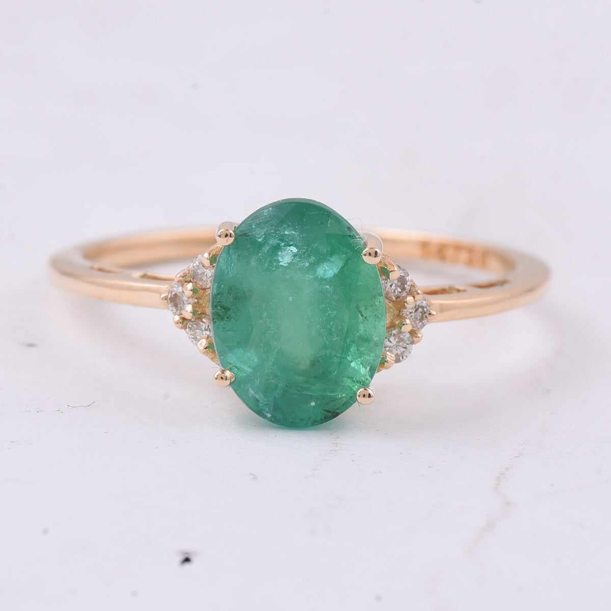 1.98 Ct Oval Natural Emerald 14K Gold Ring