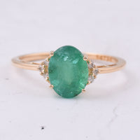 1.98 Ct Oval Natural Emerald 14K Gold Ring