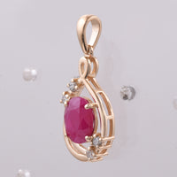1.72 Ct Oval Natural Ruby 14K Gold Pendant