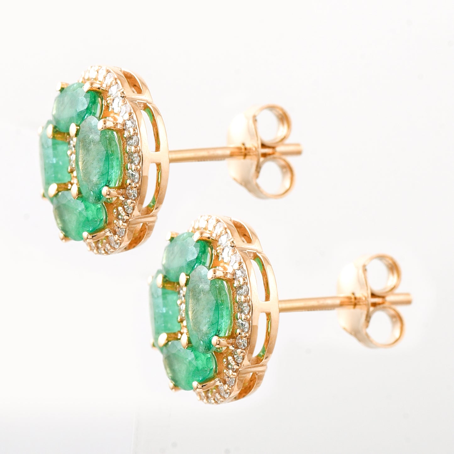 2.22 Ct Oval Mixed Cut Natural Emerald 14K Gold Earrings
