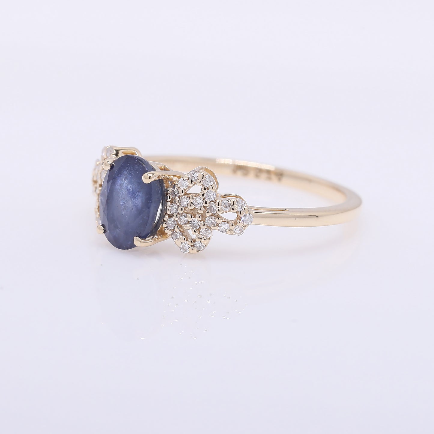 1.44 Ct Oval Mixed Cut Natural Sapphire 14K Gold Ring