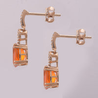 1.74 Ct Oval Mixed Cut Natural Fire Opal 14K Gold Earrings